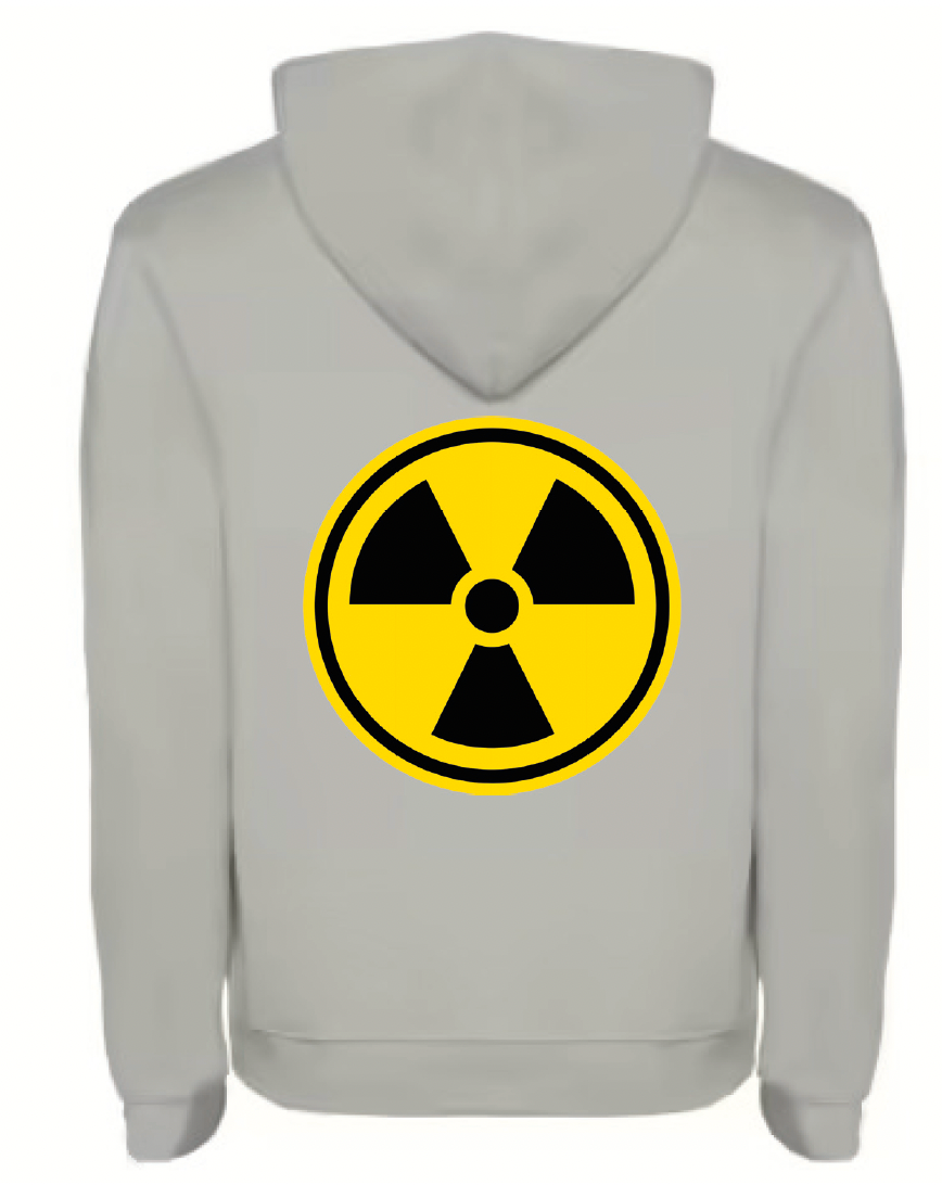 🩶 Grey “Radioactive Symbol” Hoodie – Adult Unisex